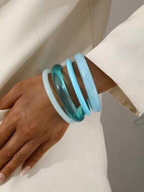 Acrylic Bangles Bracelets for Women, Irregular Acrylic Resin Chunky Bracelets